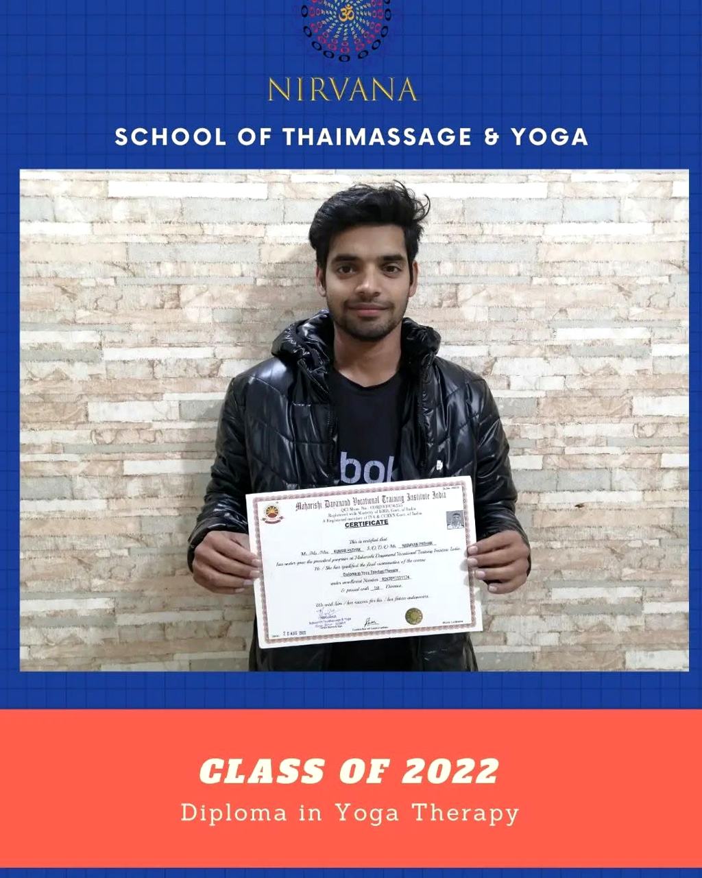 Yoga teacher training certified student