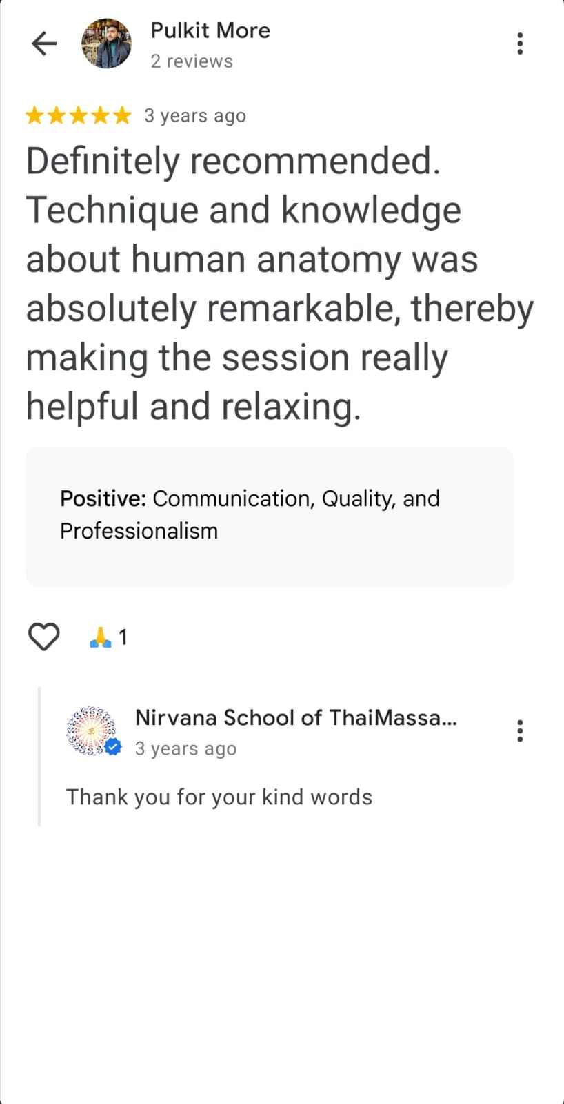 Pulkit More Google review