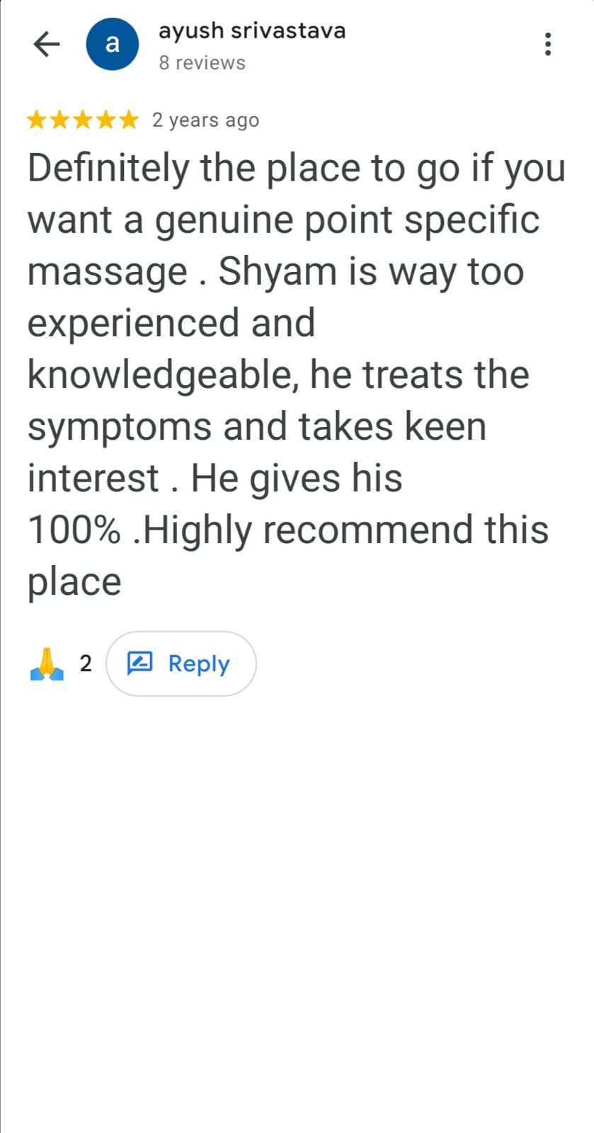 Ayush Srivastava Google review