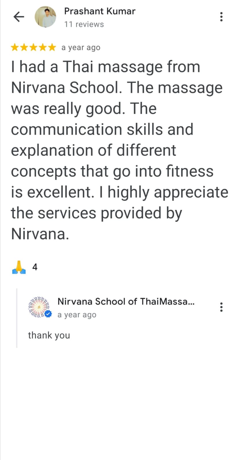 Prashant Kumar Google review